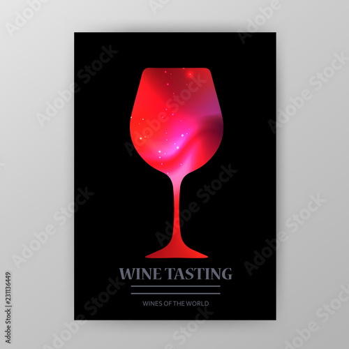 Wineglass promotion banner for wine tasting event, restaurant menu, winery vector illustration. Brochure, poster, invitation card design