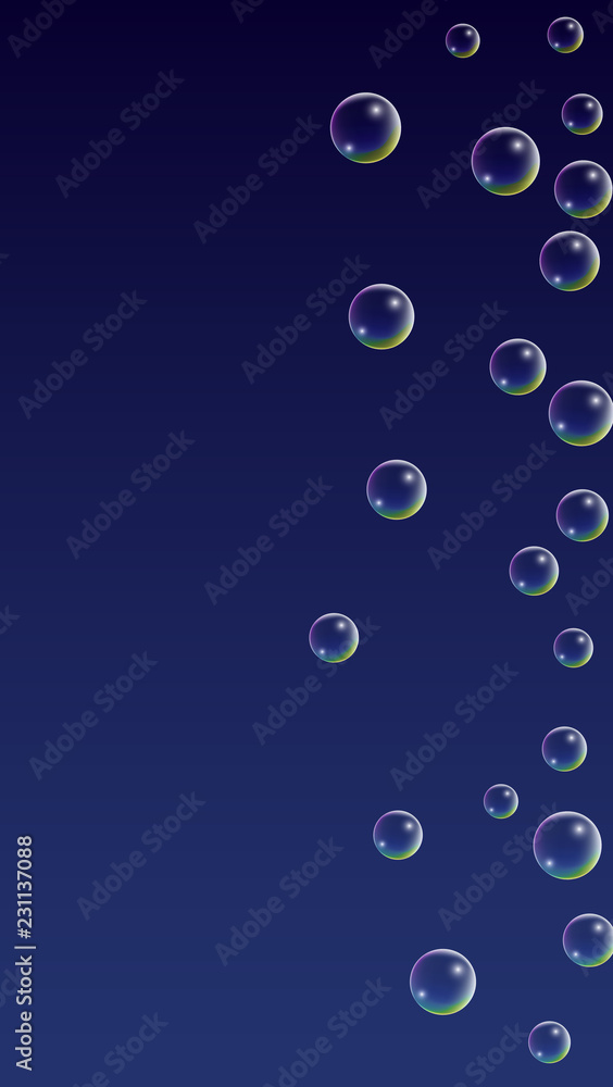 ubble with Hologram Reflection. Set of Realistic Water or Soap Bubbles for Your Design.