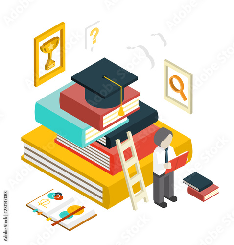 Flat 3d Web Isometric Education Graduation Infographic
