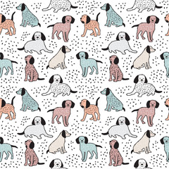 Keuken achterwand Honden patronen Speels hondenpatroon voor babykamer  © ihorzigor