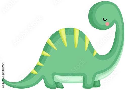a green brachiosaurus looking behind her back

