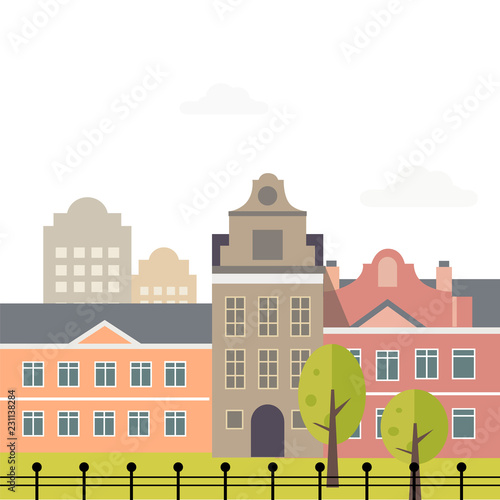 Flat Design Urban Landscape Illustration