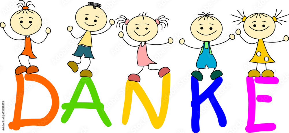 Fröhliche Kinder sagen Danke Stock Vector | Adobe Stock