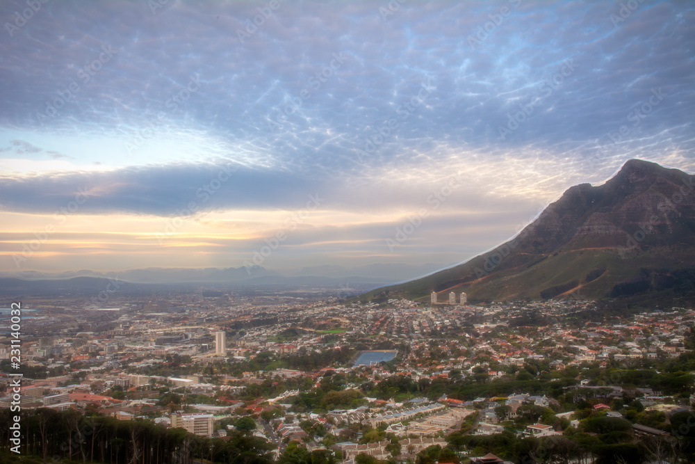 Cape Town City At Sunset And Blue Hour