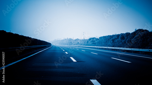 empty highway, blue toned images.