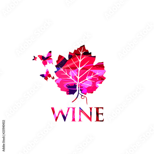 Grapevine leaf background flat vector illustration. Wine tasting event, wine festival and celebrations, restaurant poster design for brochure, invitation card, menu, promotion banner