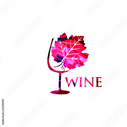 Wine glass with vine background flat vector illustration. Party flyer, wine tasting event, wine festival, celebrations, restaurant poster design for brochure, invitation card, menu, promotion banner