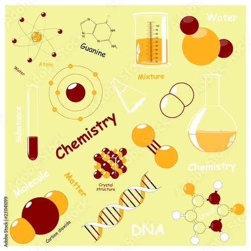 Seamless pattern with Chemistry elements.