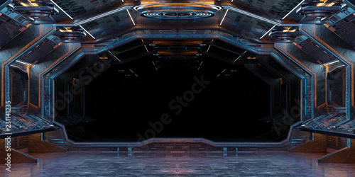 Fototapeta Naklejka Na Ścianę i Meble -  Grunge Spaceship interior background 3D rendering