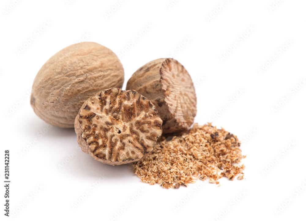nutmeg isolated on white background nutmeg isolated on white background