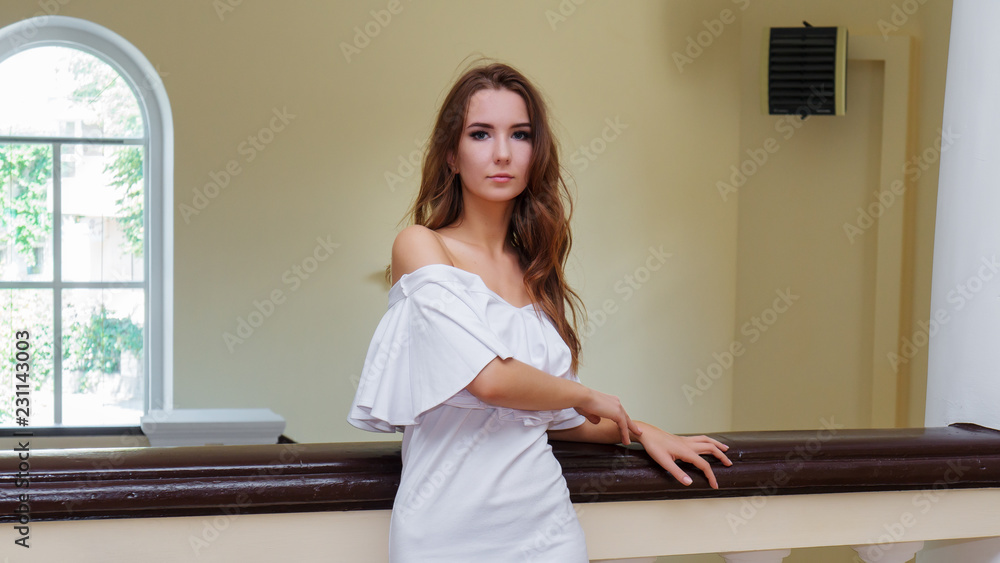 one beautiful woman. fashion model, white dress. one beautiful woman. fashion model, white dress.