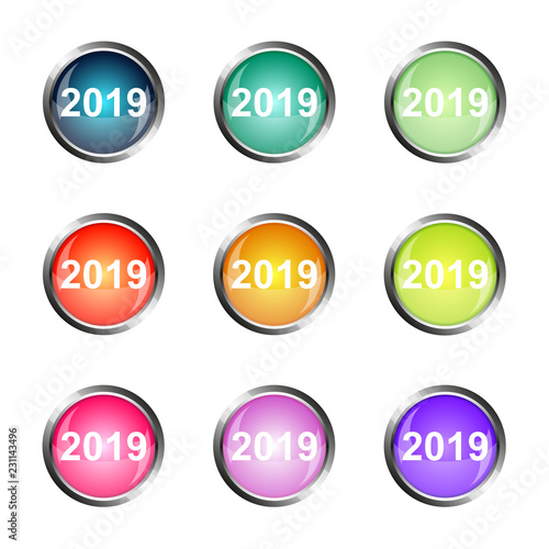 bunte Glas Buttons Set - 2019 