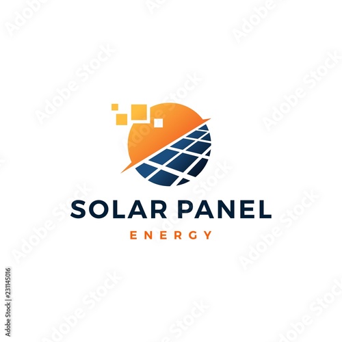 solar panel energy electric electricity logo vector icon