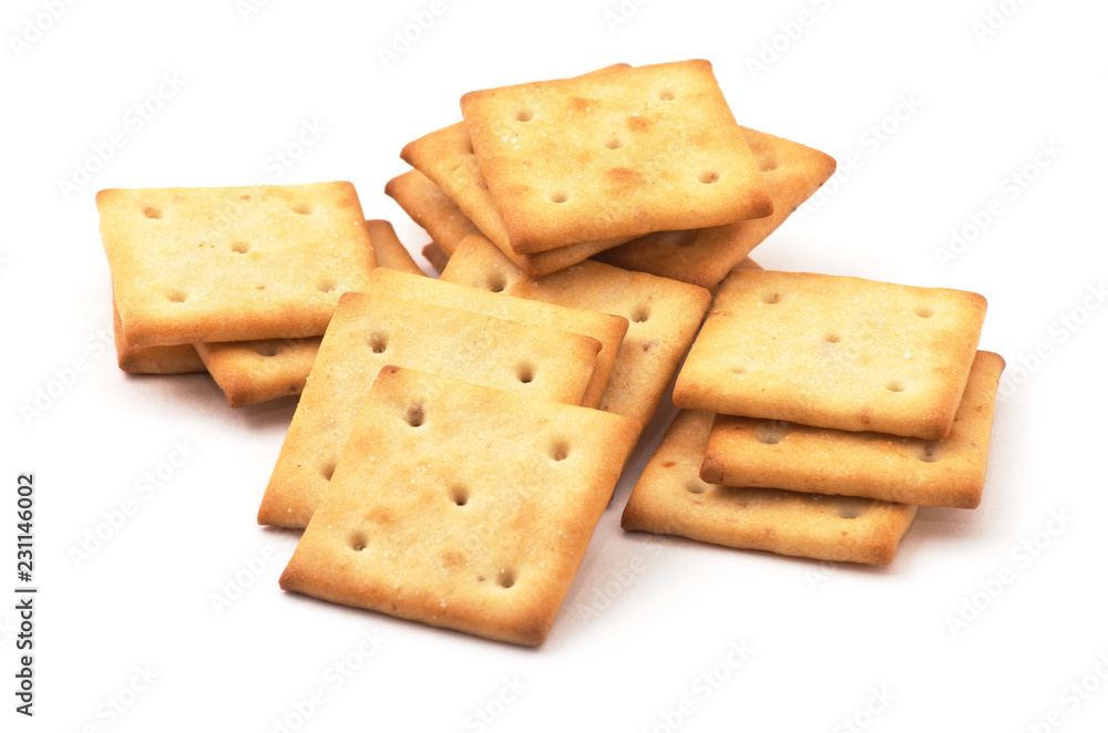 square crackers isolated on white background. square crackers isolated on white background.