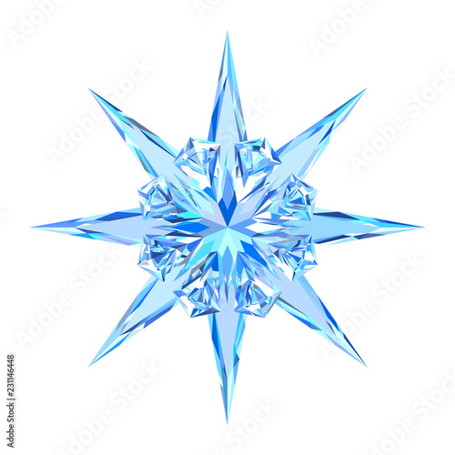 Cute blue ice snowflake, star