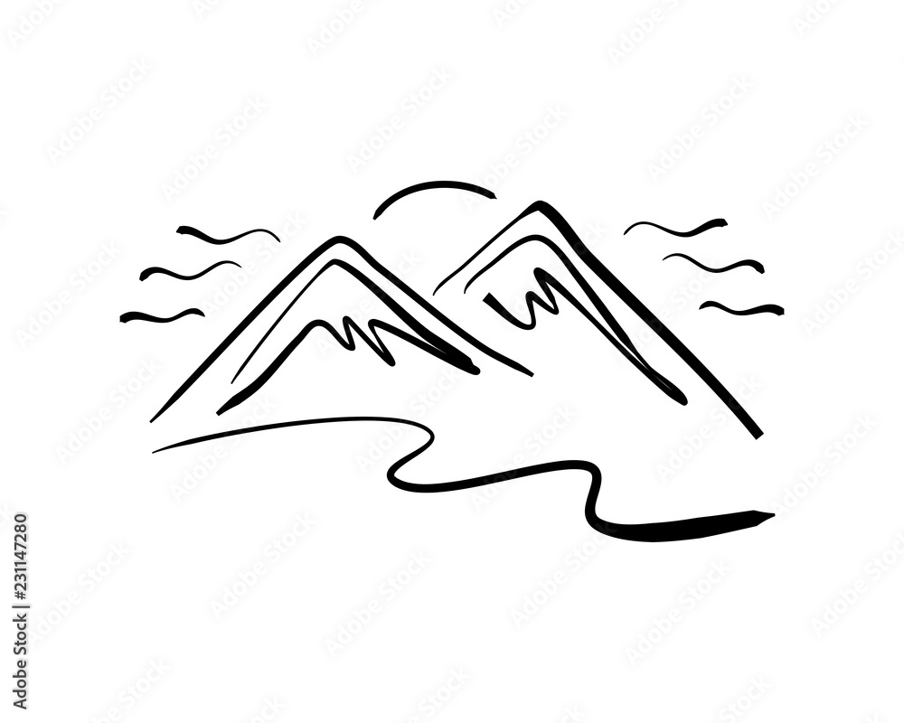 Hand drawn mountain logo