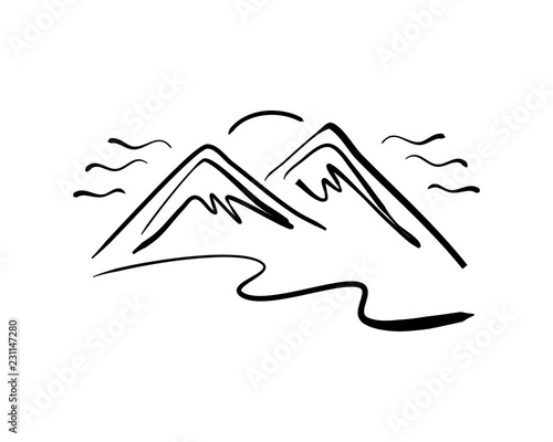 Hand drawn mountain logo