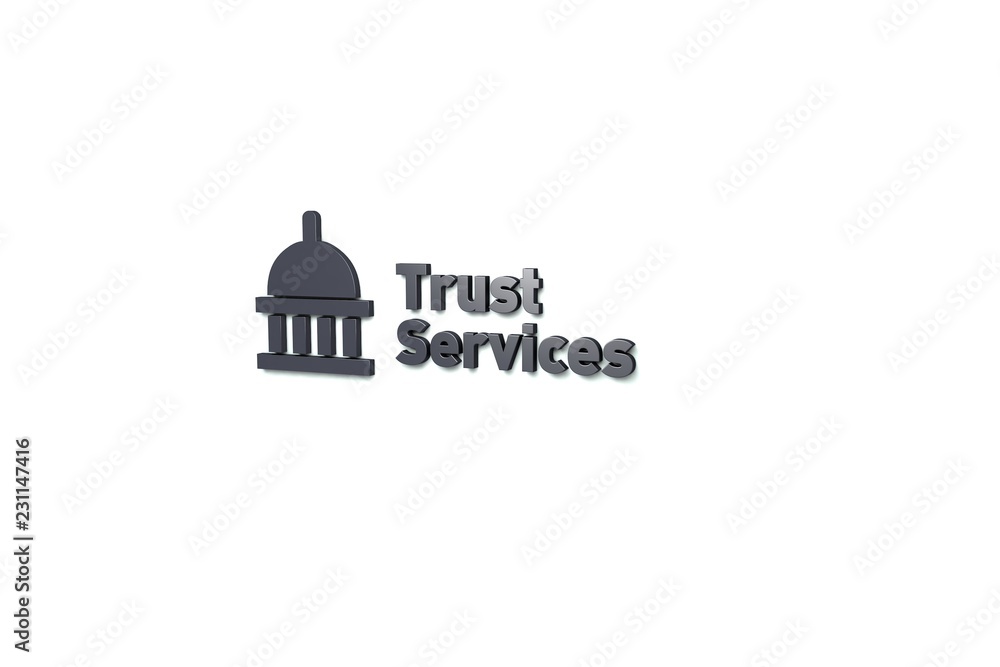 Illustration of Trust Services with dark text on white background Illustration of Trust Services with dark text on white background