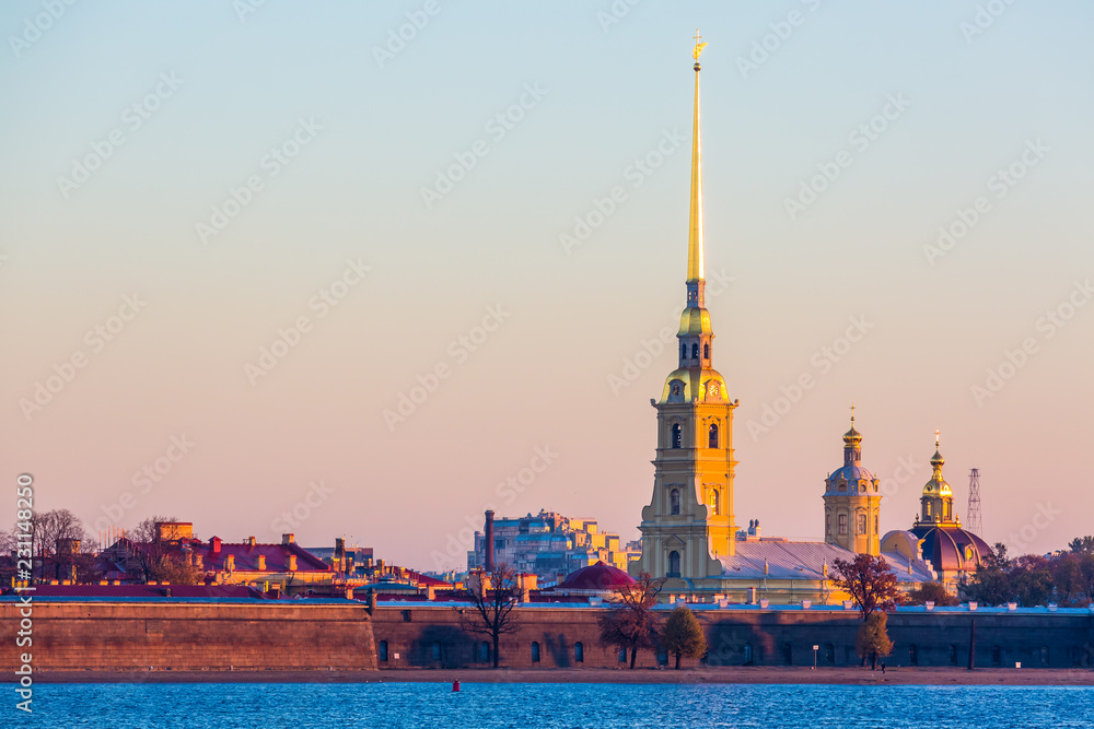 Peter and Paul fortress at morning in Saint Petersburg, St. Petersburg, Russia.