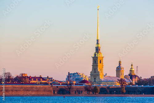 Peter and Paul fortress at morning in Saint Petersburg, St. Petersburg, Russia.