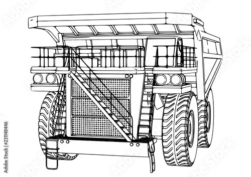 sketch of a big truck vector