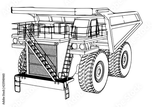 sketch of a big truck vector
