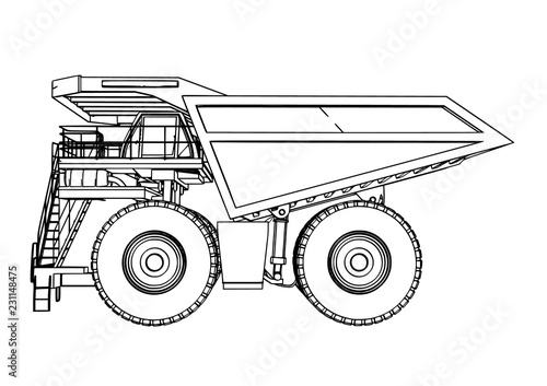 sketch of a big truck vector
