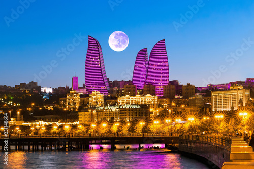 Night view of the skyscrapers in Baku. The Republic of Azerbaijan photo