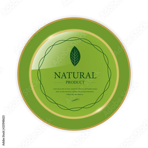 Natural organic banner green label frame. glossy badges design. photo