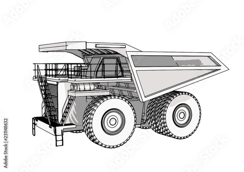 big truck vector gray color