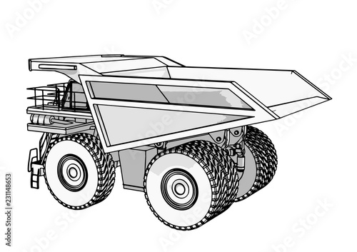 big truck vector gray color