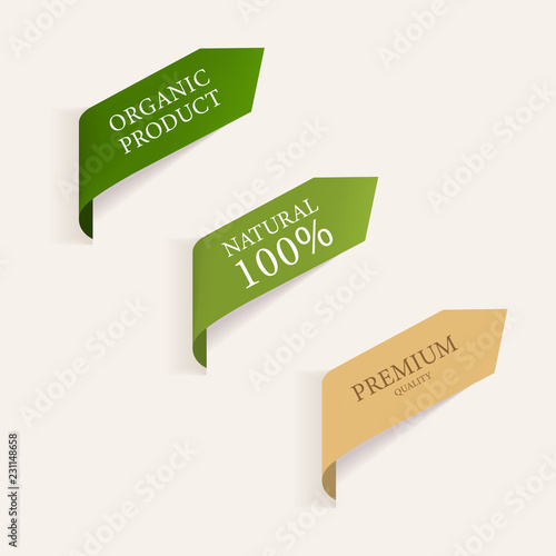 natural label and organic banner green color. vintage label and badge design.