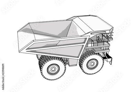 big truck vector gray color