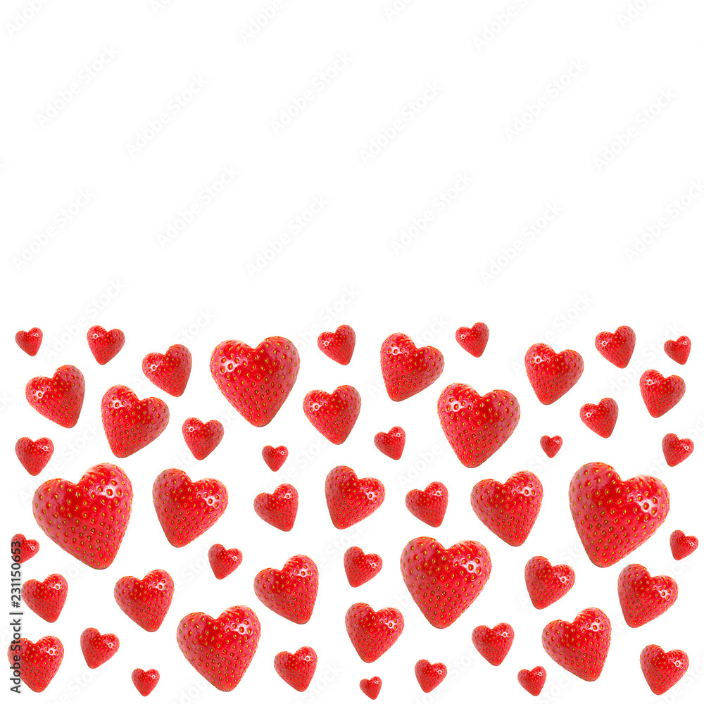 Strawberry heart background isolated on white. Strawberry heart background isolated on white.