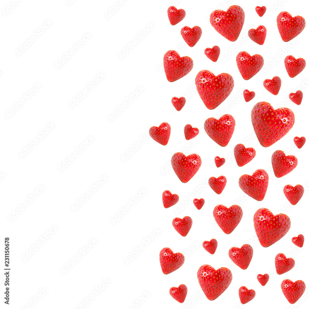 Strawberry heart background isolated on white. Strawberry heart background isolated on white.