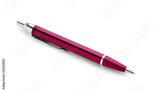 Pink pen isolated on white background