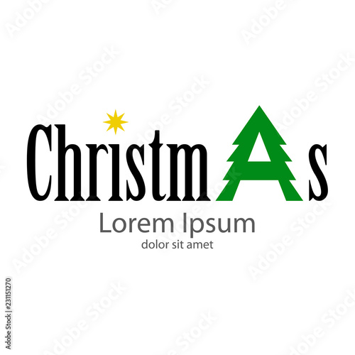 Logotipo Christmas con letra A como árbol de navidad