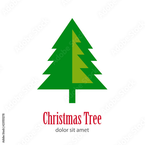 Logotipo Christmas Tree con arbol abstracto lineal con tronco espacio negativo