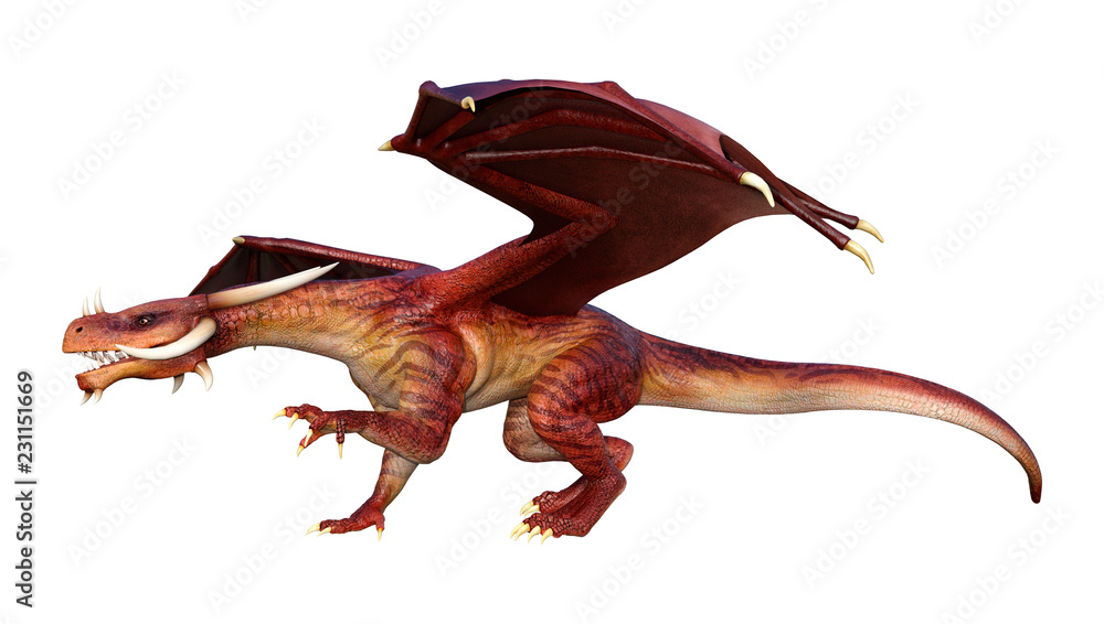 3D Rendering Fairy Tale Dragon on White 3D Rendering Fairy Tale Dragon on White