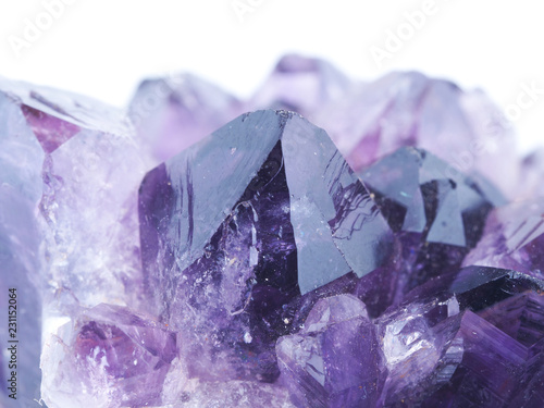 Schilderij op canvas amethyst crystals on white background