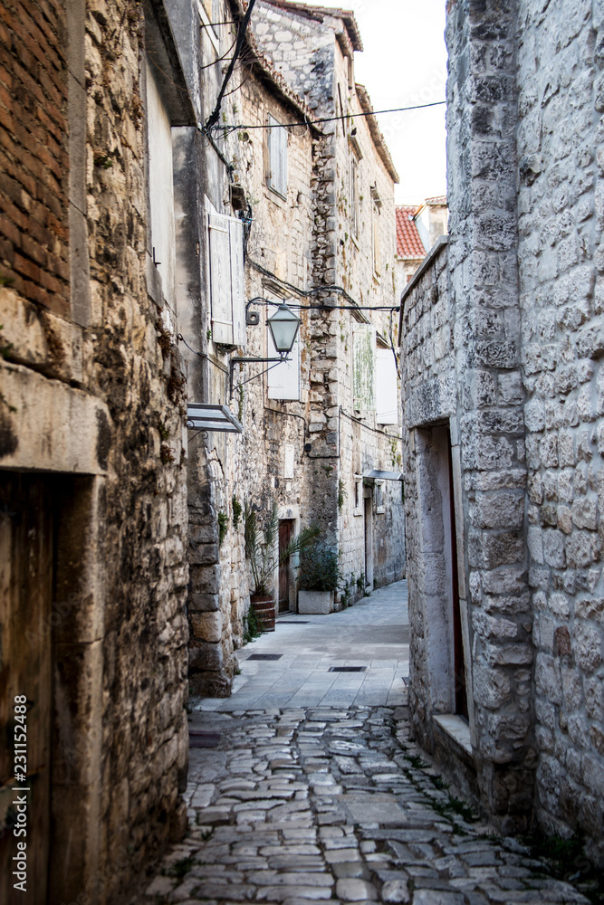 Narrow streets of the mediterranean city. Sibenik. Croatia.