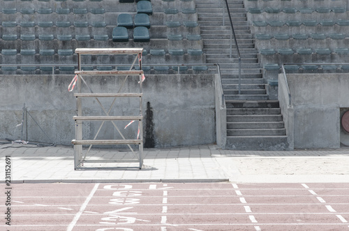 An abandoned stadium.