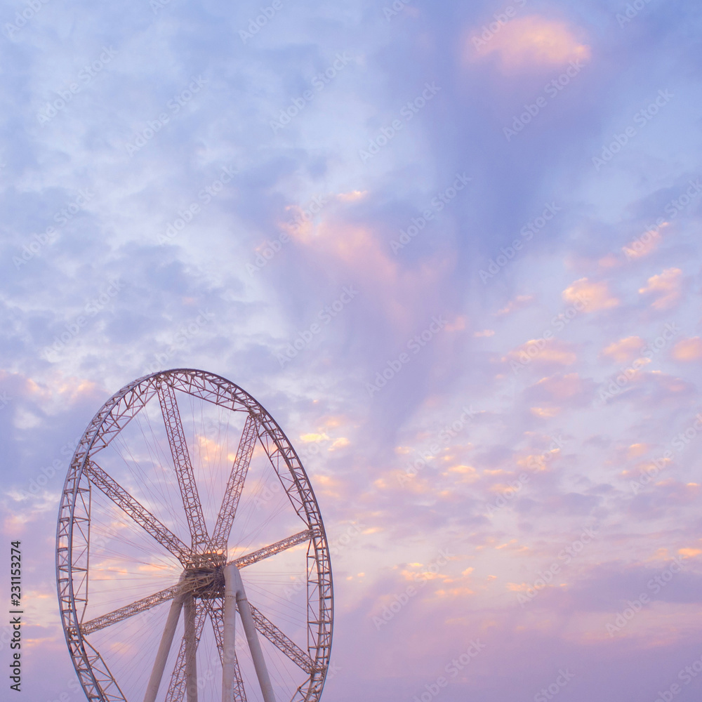 Ferris wheel on sunset sky background, romance Ferris wheel on sunset sky background, romance