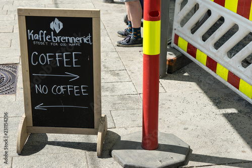 Canvas Print Werbeschild eines Cafes in Oslo