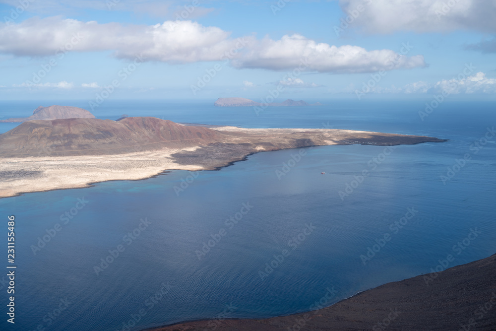 Canary Islands, Graciosa island view from observation point Mirador del Rio Canary Islands, Graciosa island view from observation point Mirador del Rio