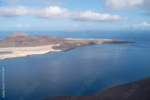 Canary Islands, Graciosa island view from observation point Mirador del Rio