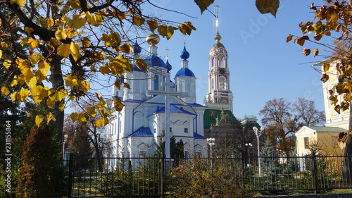 Near Kazan Cathedral in Tambov Russia in an autumn sunny day photo