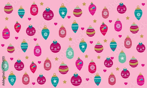 Bolas de navidad sobre fondo rosa.