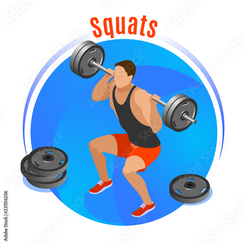 Squats With Barbell Isometric Background