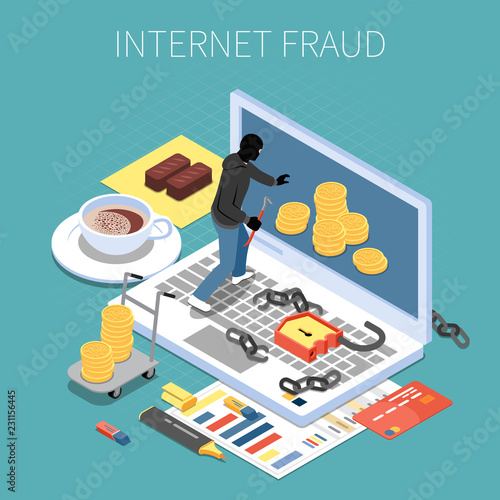 Internet Fraud Isometric Composition